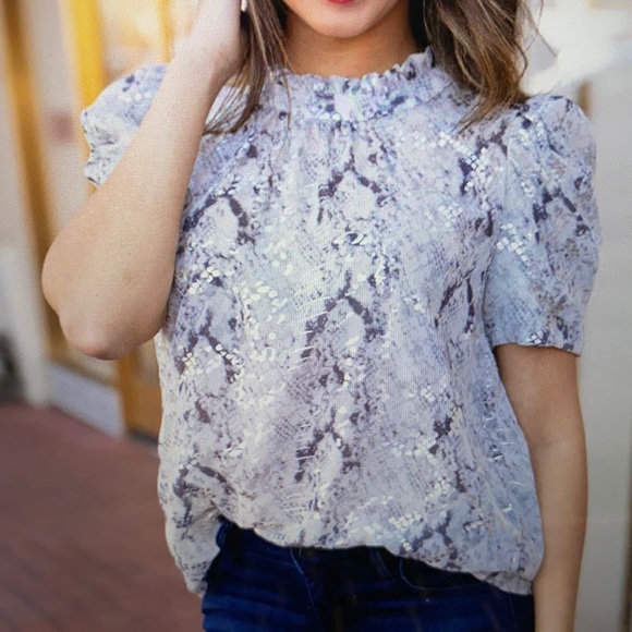 Snake Print Metallic Statement Top | XS - Picture 1 of 4